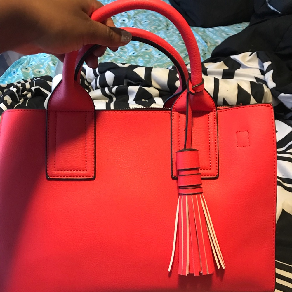 Justfab orange/red tassel handbag